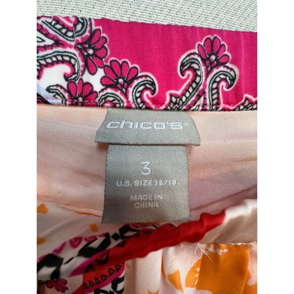 Chicos Womens Bohemian Maxi Pleated Skirt Size 3/Large Pink Orange - Picture 2 of 11